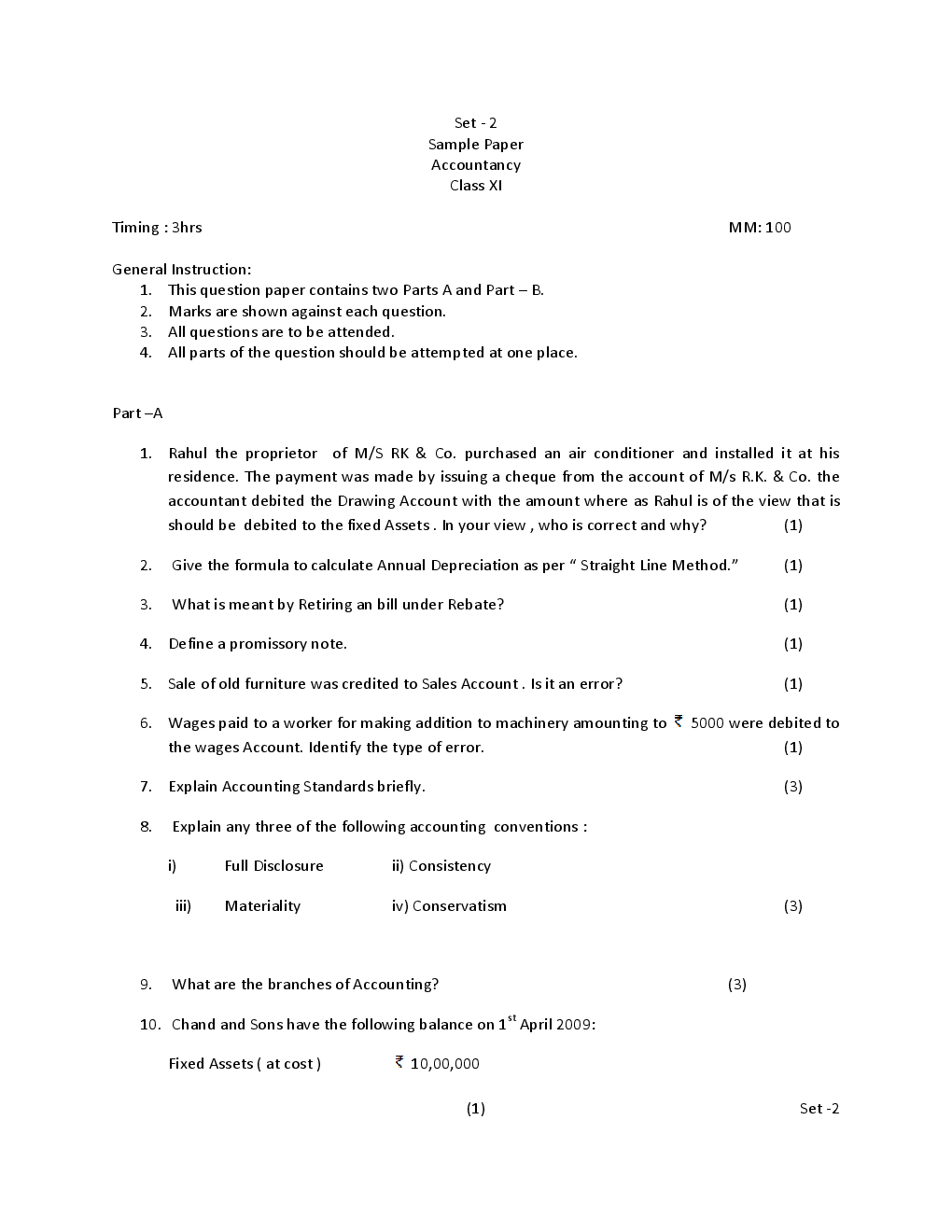 Cbse Class 11 Accountancy SA II Sample Question Paper - Page 2