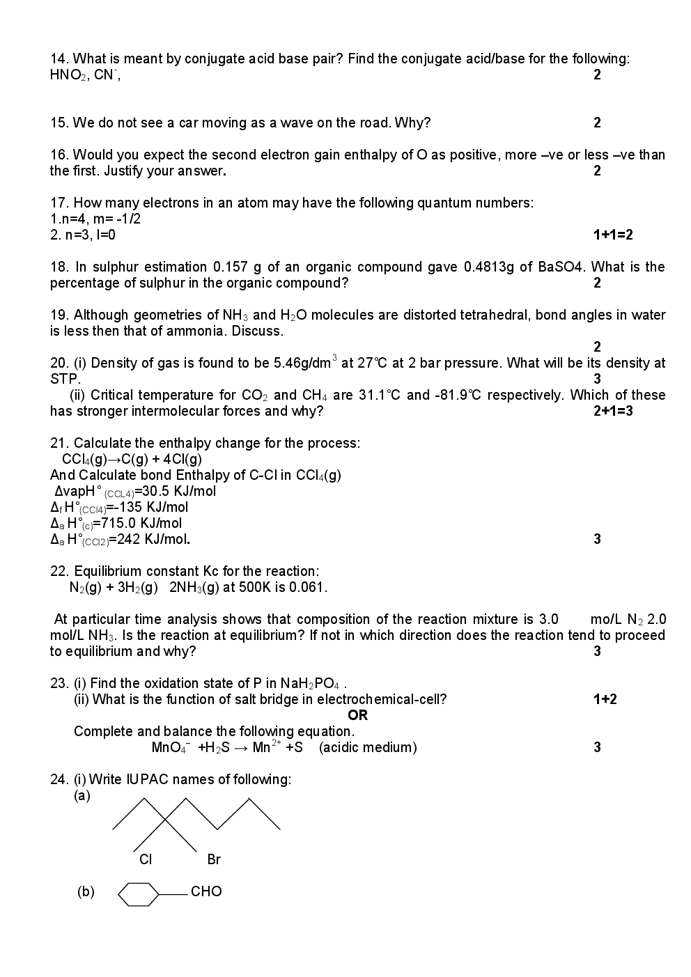 Cbse Class 11 Chemistry SA II Sample Question Paper - Page 3