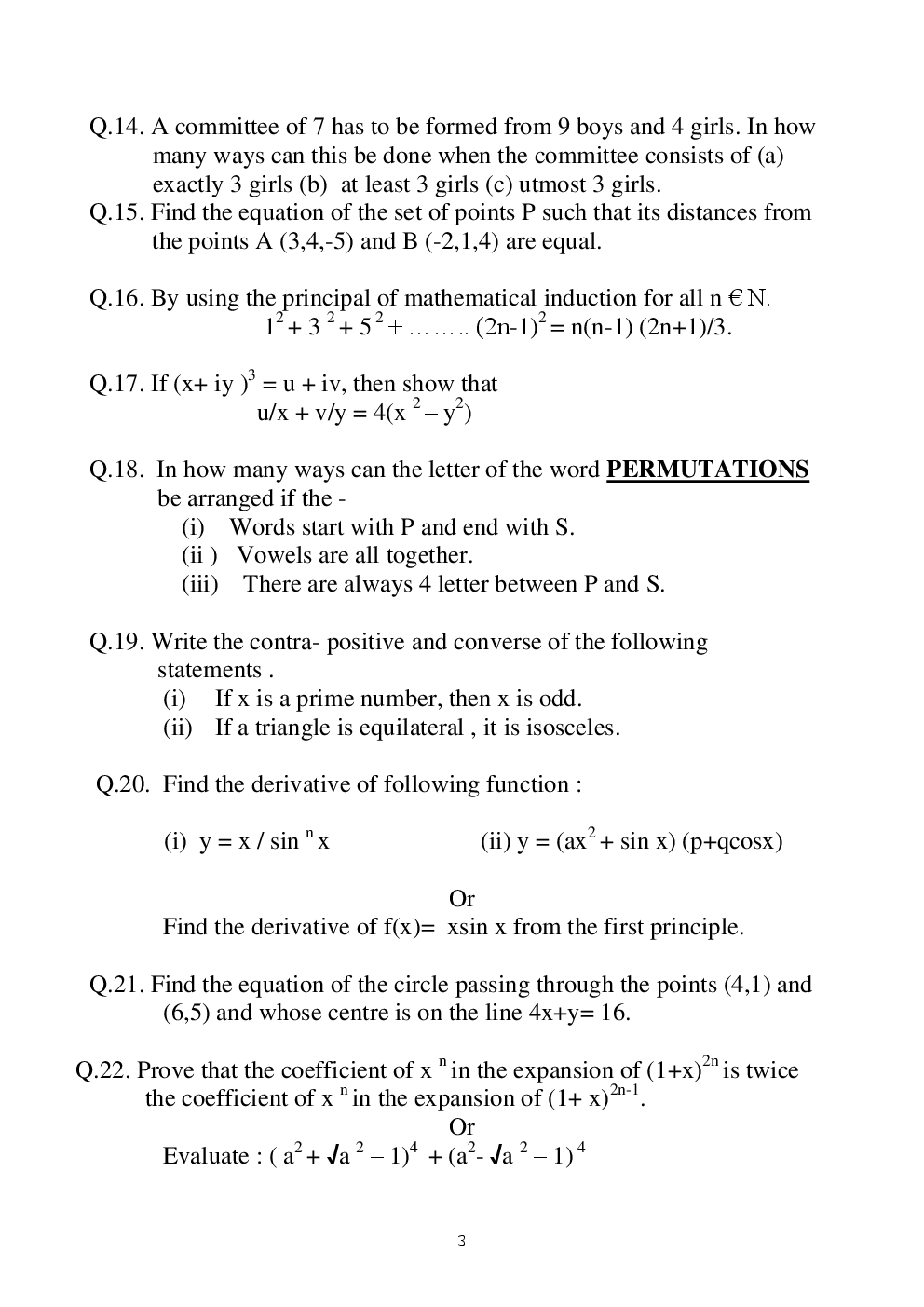 Cbse Class 11 Maths SA II Sample Question Paper - Page 4