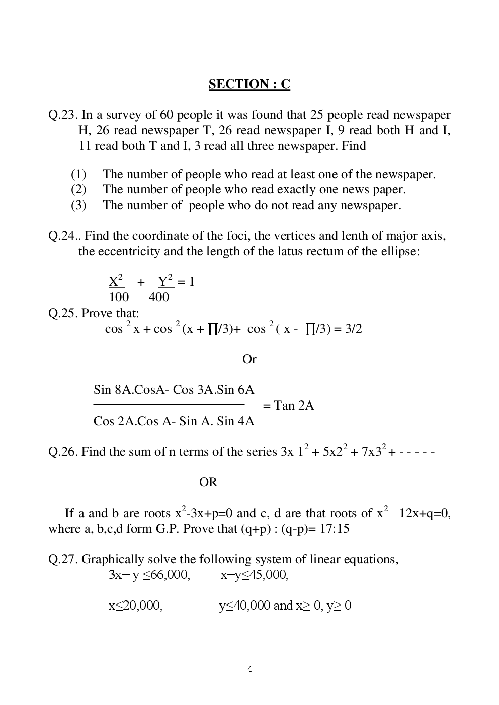 Cbse Class 11 Maths SA II Sample Question Paper - Page 5