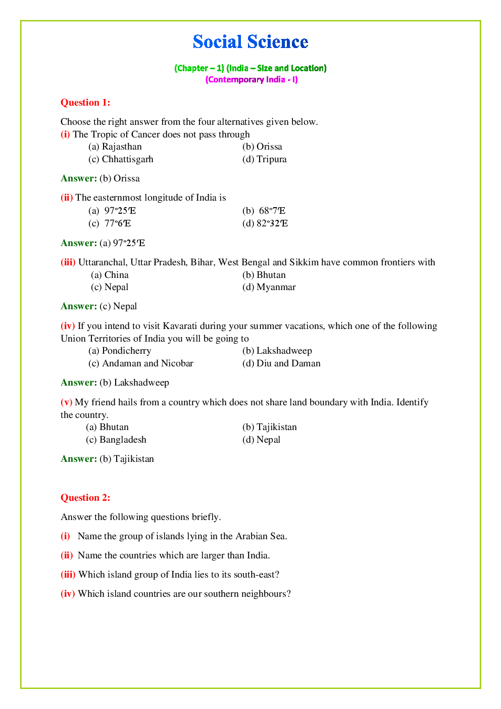 NCERT Geography Textbook Solutions for Class 9th - Page 2