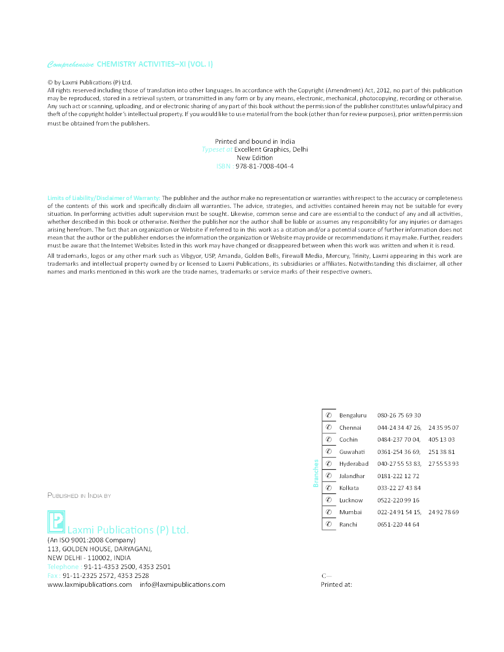Comprehensive Chemistry Activities Class 11th Vol.I - Page 4
