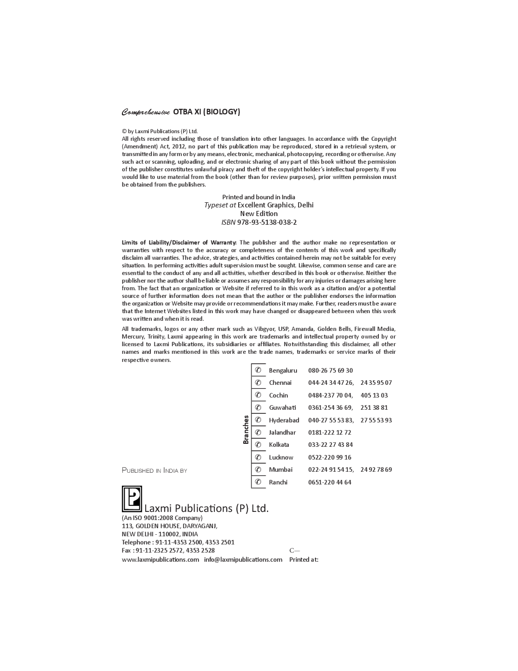 Comprehensive OTBA Biology Class 11th  New 2015 - Page 3