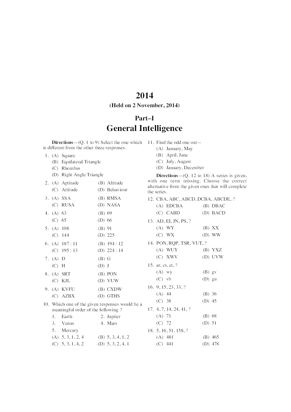 Staff Selection Commission Combined Higher Secondary Level (10 + 2) Exam. Solved Paper - Page 5