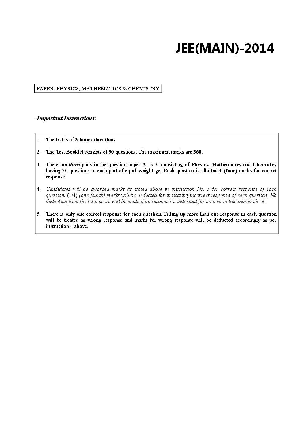 JEE MAIN Previous Year Solved Question Papers 2014 - Page 2