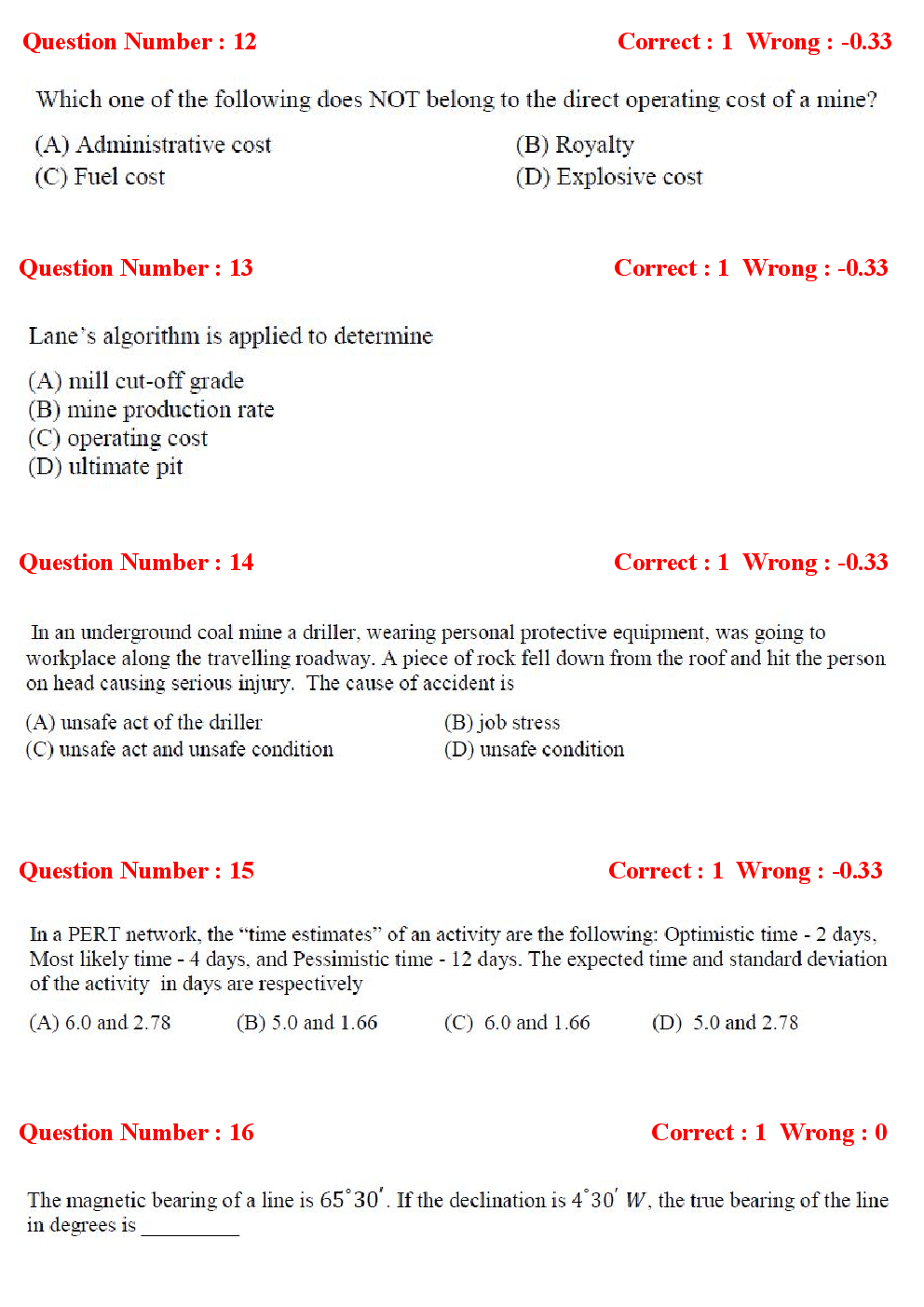 GATE Mining Engineering Previous Year Question Papers With Answers (2017-2012) - Page 5