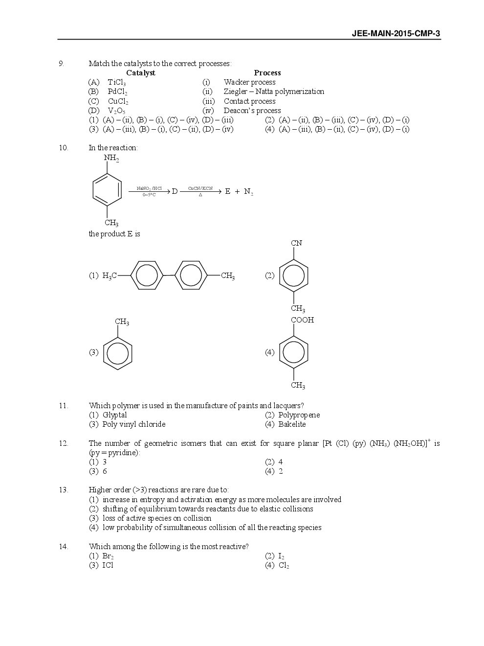 JEE-Main Solved Question Papers (Physics,Chemistry,Maths) 2013-2015 - Page 3