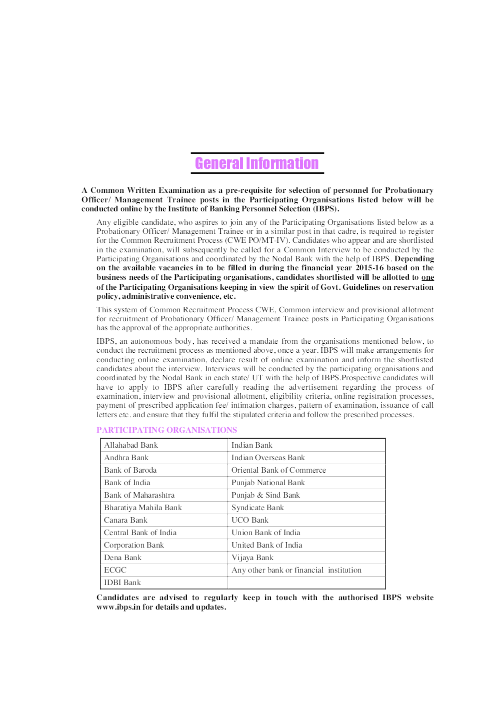 बैंक प्रोबेशनरी ऑफीसर्स मैनेजमेंट ट्रेनीज सम्मिलित लिखित परीक्षा - Page 5