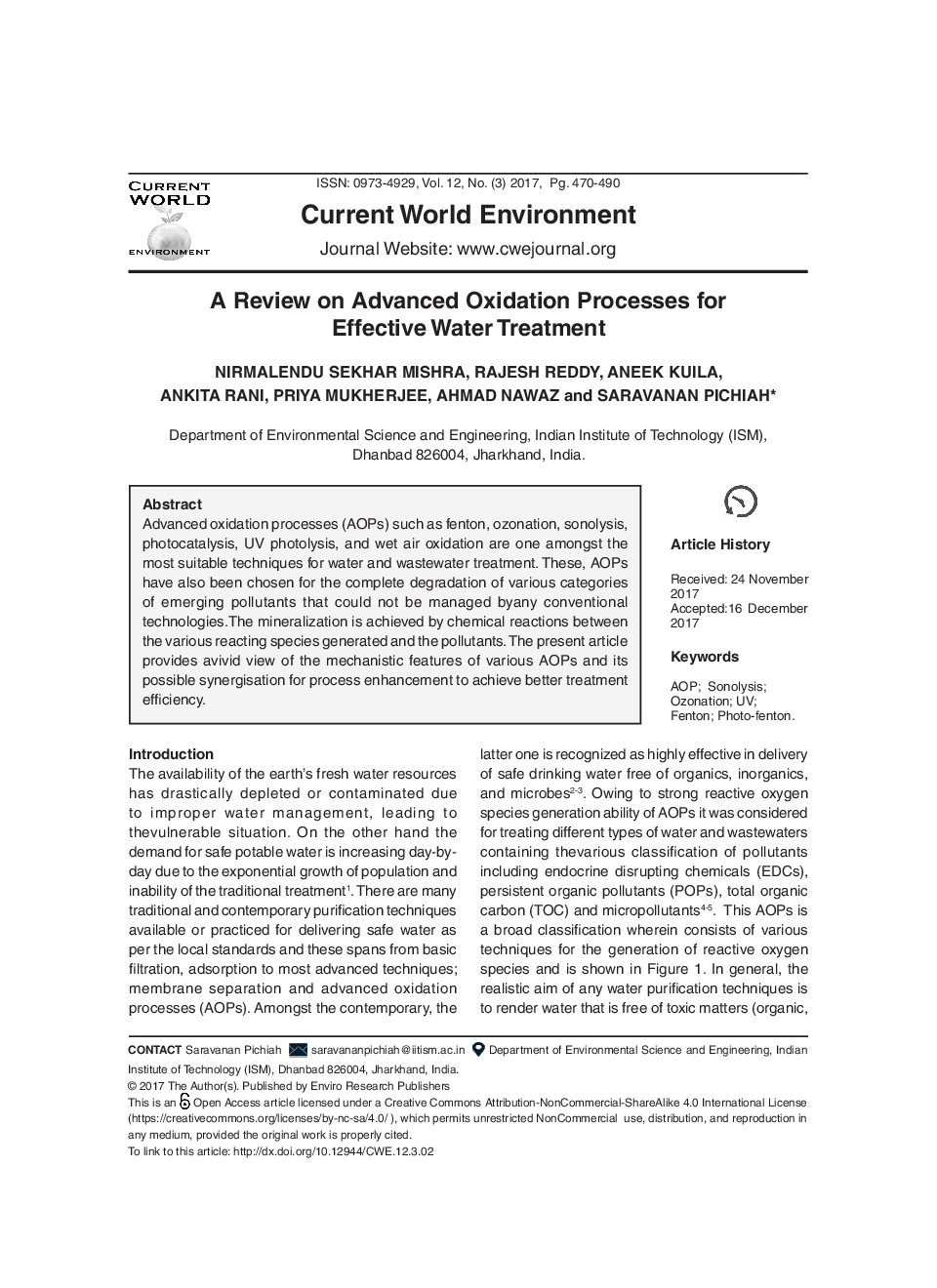 A Review On Advanced Oxidation Processes For Effective Water Treatment - Page 2