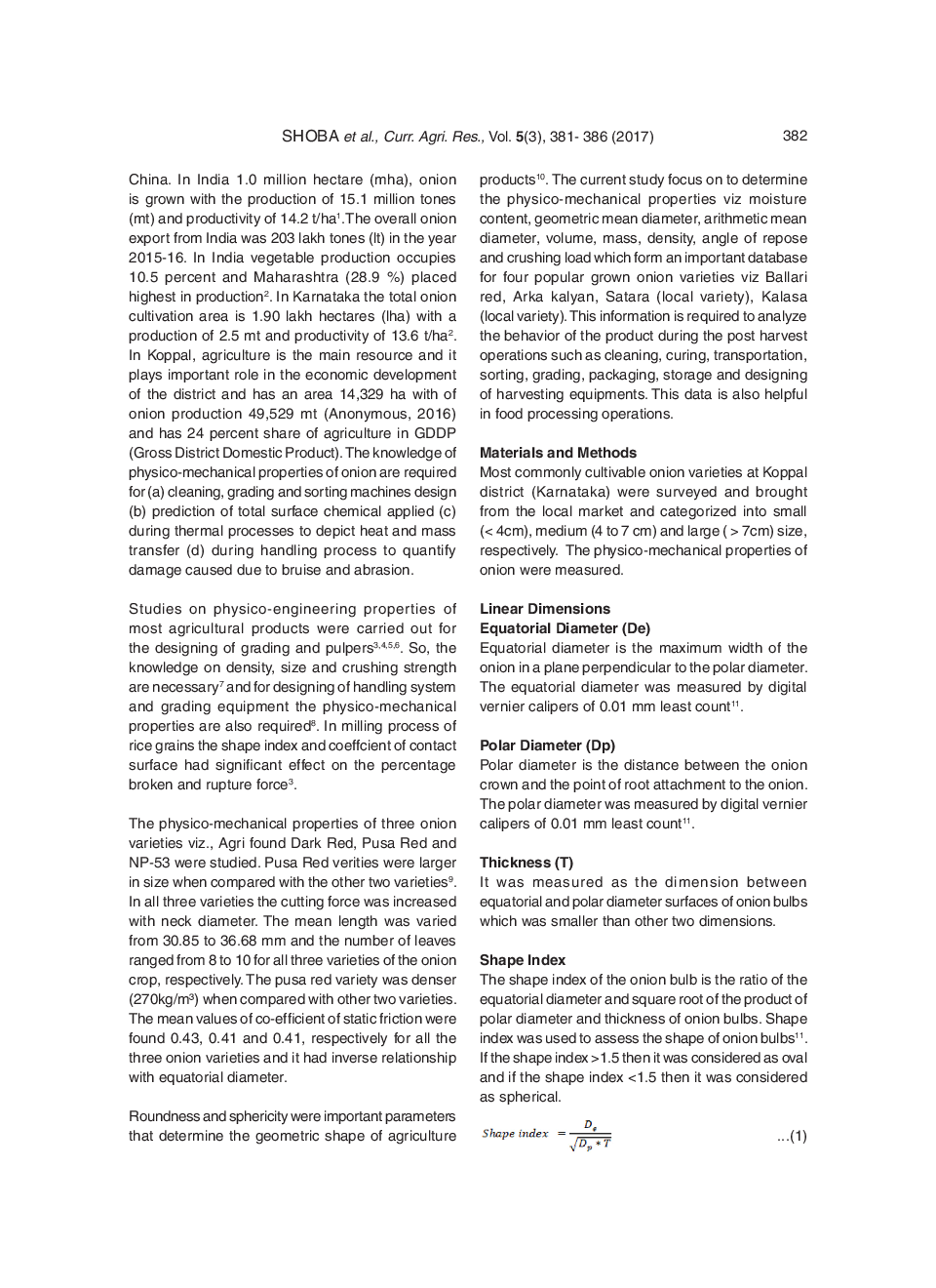 A Study On Physico-Mechanical Properties Of Onion Varieties Under Koppal District, (Karnataka) - Page 3