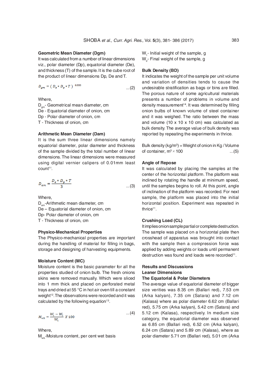 A Study On Physico-Mechanical Properties Of Onion Varieties Under Koppal District, (Karnataka) - Page 4
