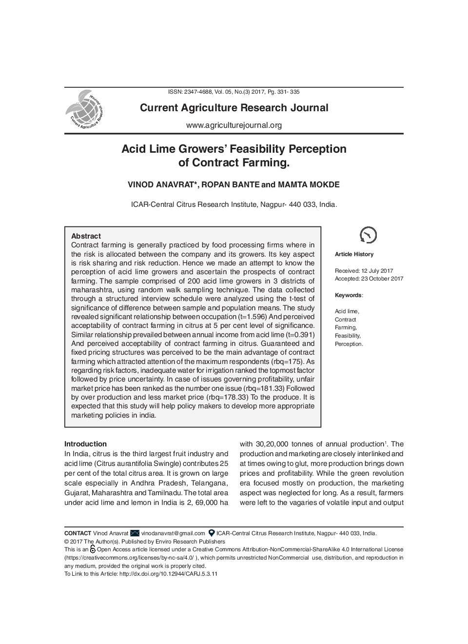 Acid Lime Growers Feasibility Perception Of Contract Farming - Page 2