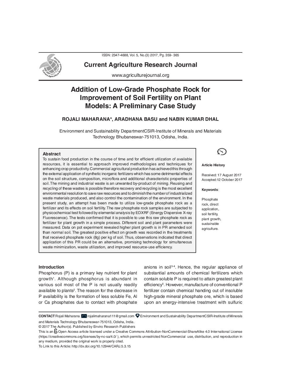 Addition Of Low-Grade Phosphate Rock For Improvement Of Soil Fertility On Plant Models: A Preliminary Case Study - Page 2