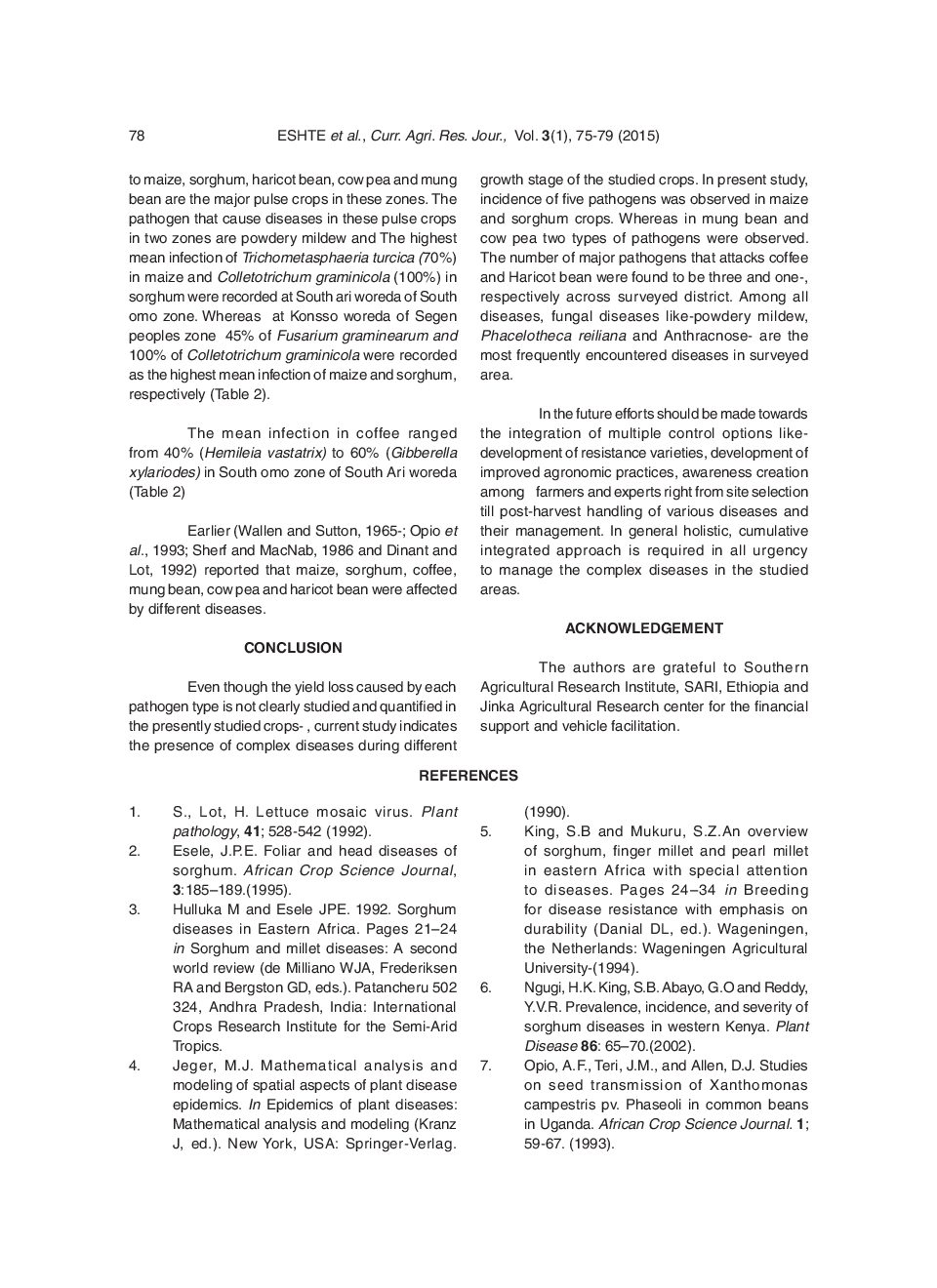 Assessment Of Important Plant Disease Of Major Crops (Sorghum Maize, Common Bean, Coffee, Mung Bean, Cowpea) In South Omo And Segen Peoples Zone Of Ethiopia - Page 5