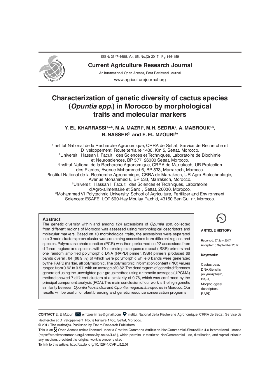 Characterization Of Genetic Diversity Of Cactus Species (Opuntia Spp.) In Morocco By Morphological Traits And Molecular Markers - Page 2