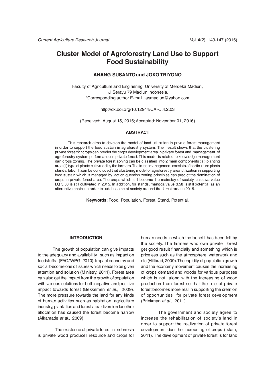 Cluster Model Of Agroforestry Land Use To Support Food Sustainability - Page 2