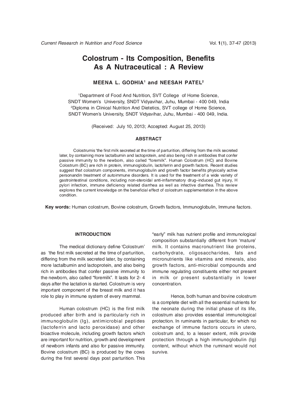 Colostrum - Its Composition, Benefits As A Nutraceutical : A Review - Page 2