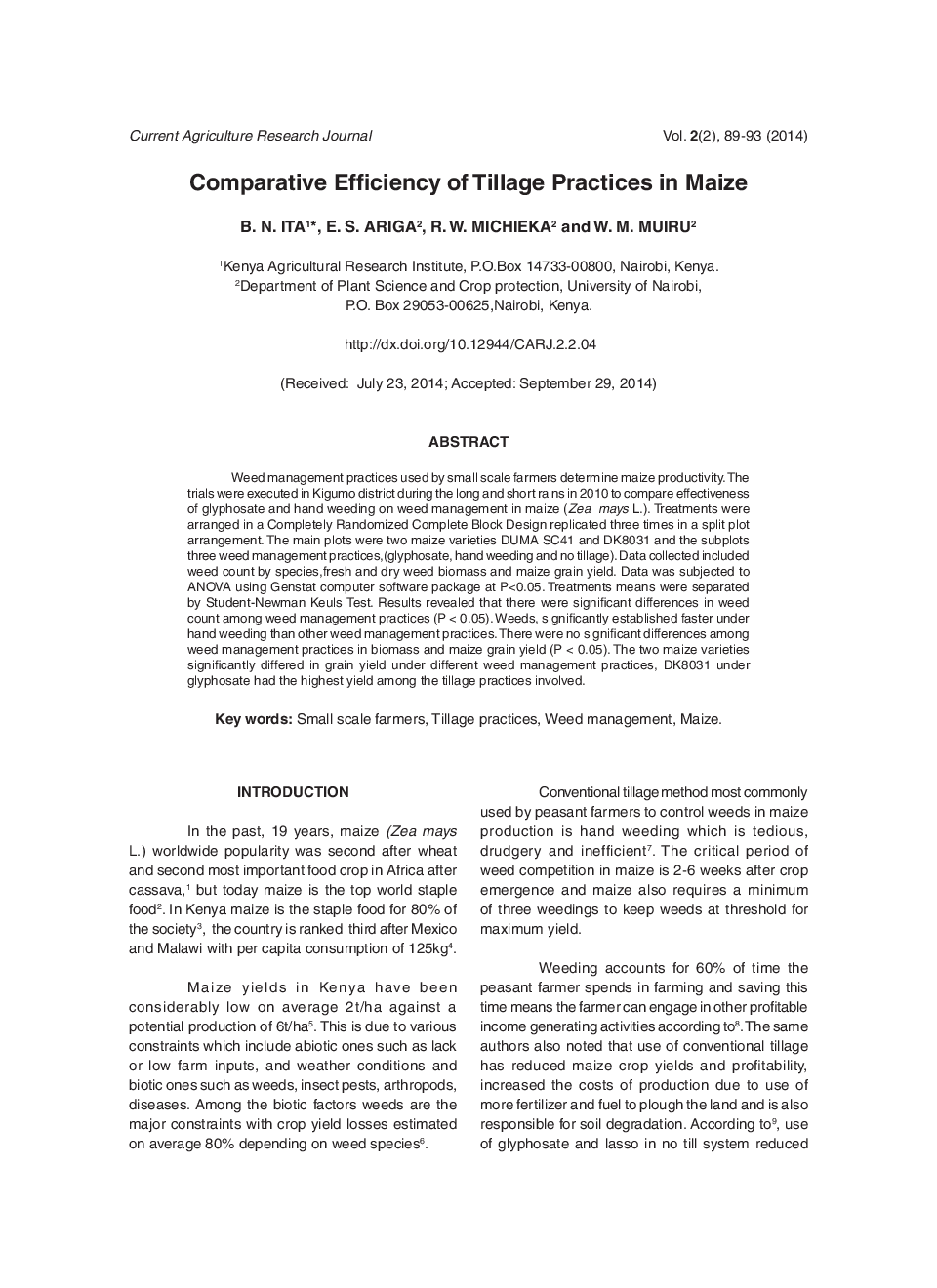 Comparative Efficiency Of Tillage Practices In Maize - Page 2