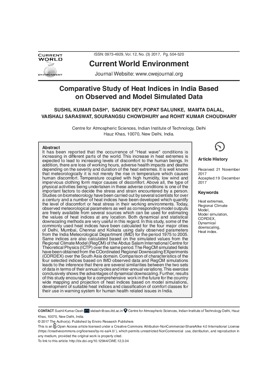 Comparative Study Of Heat Indices In India Based On Observed And Model Simulated Data - Page 2