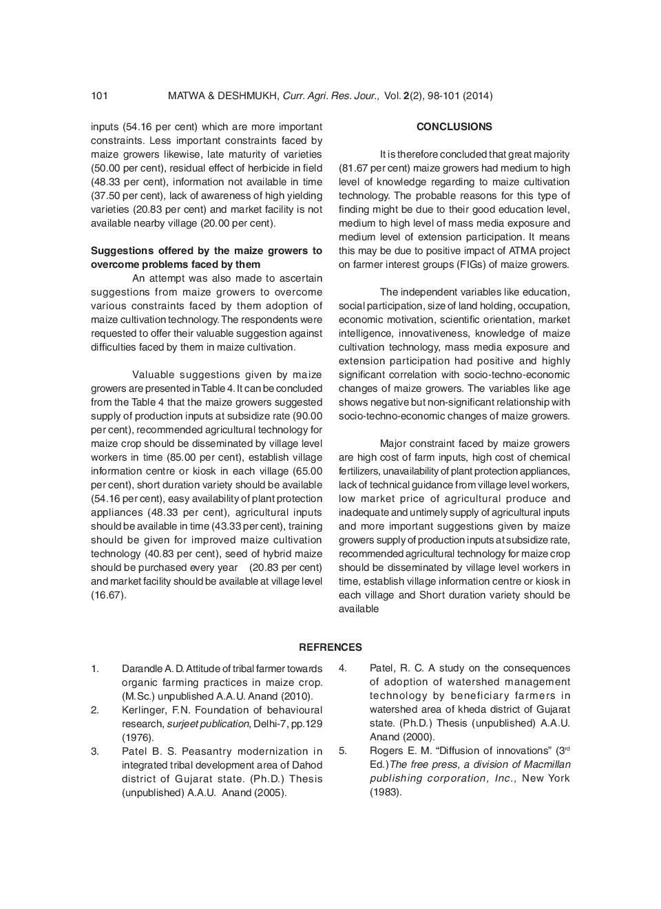 Consequences Of Atma Project And Related Constraints And Suggestions In Anand District Of Gujarat In India - Page 5