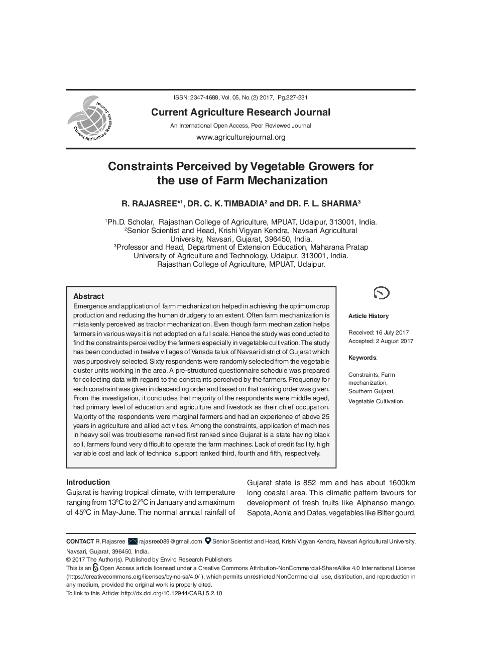 Constraints Perceived By Vegetable Growers For The Use Of Farm Mechanization - Page 2