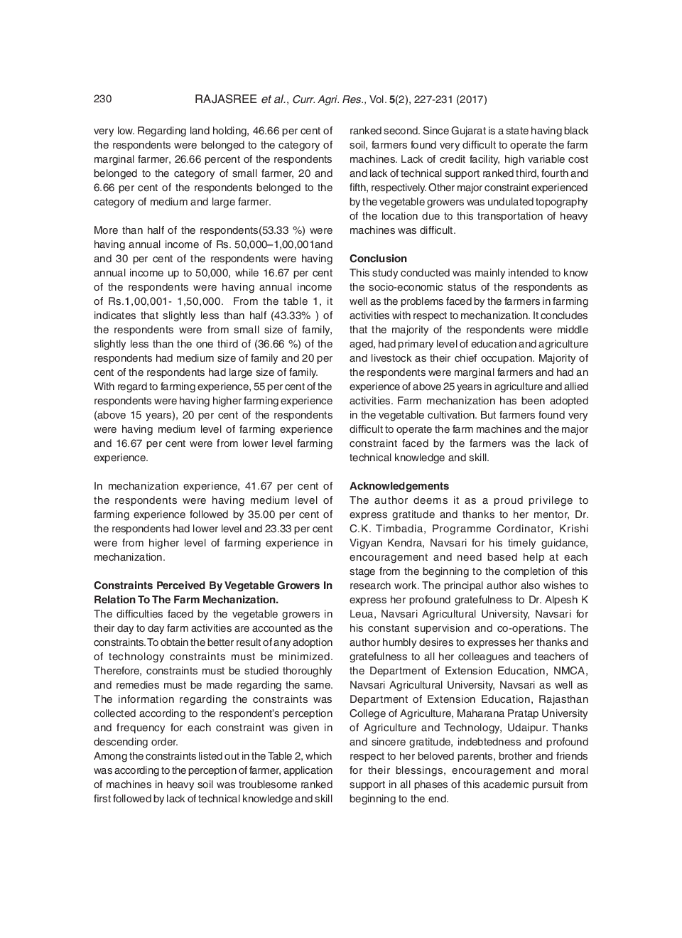 Constraints Perceived By Vegetable Growers For The Use Of Farm Mechanization - Page 5