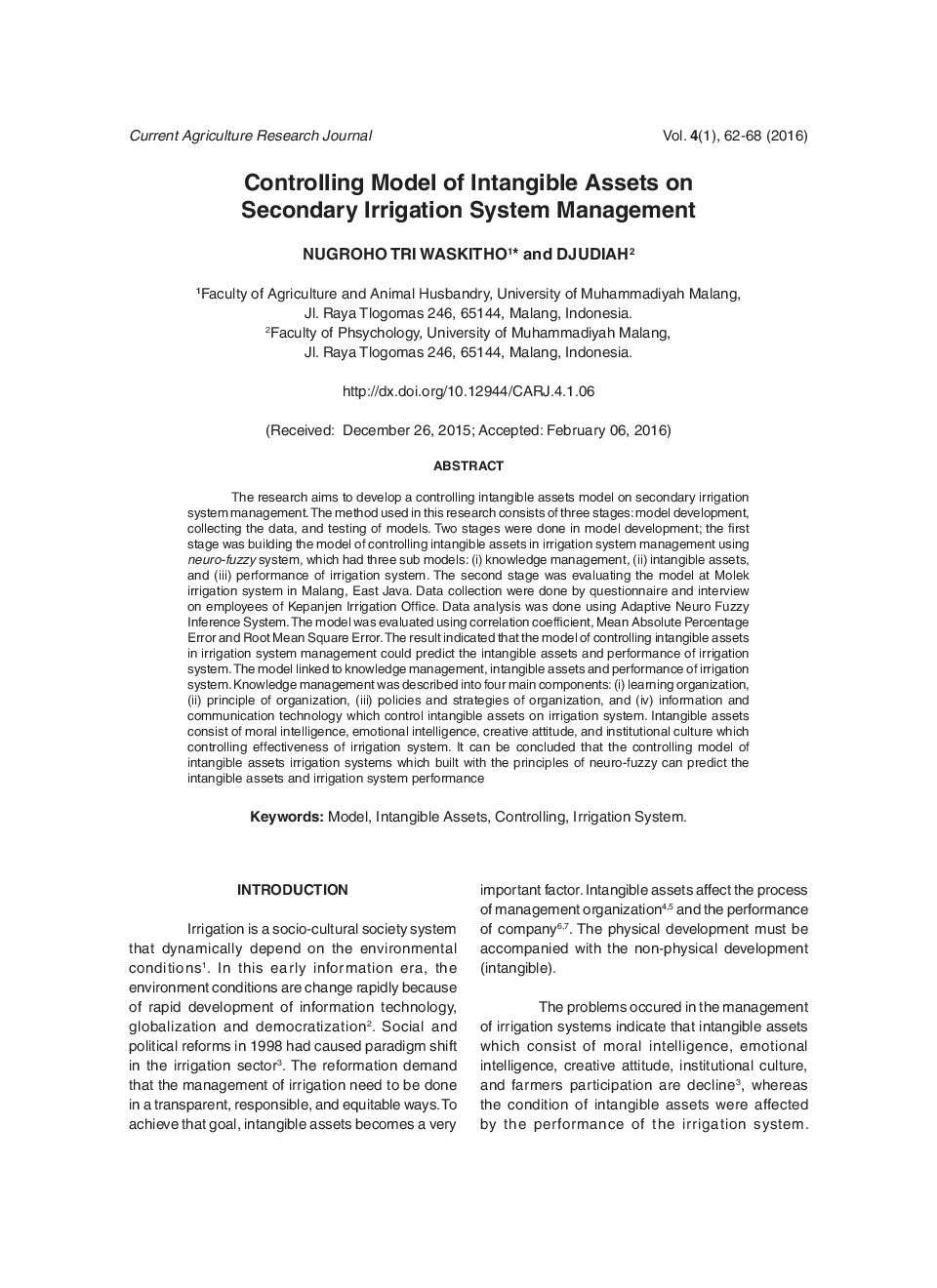 Controlling Model Of Intangible Assets On Secondary Irrigation System Management - Page 2