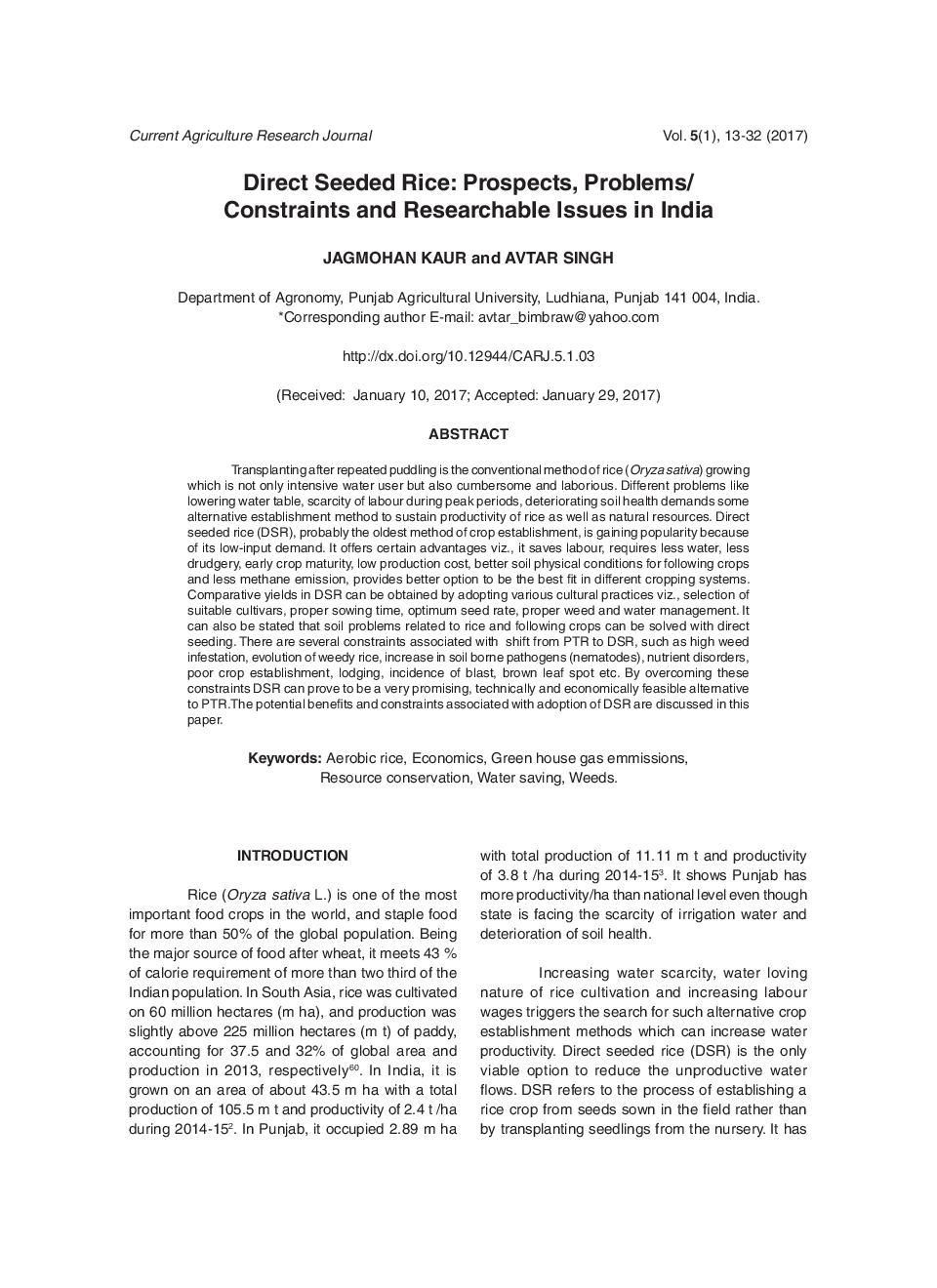 Direct Seeded Rice: Prospects, Problems/Constraints And Researchable Issues In India - Page 2