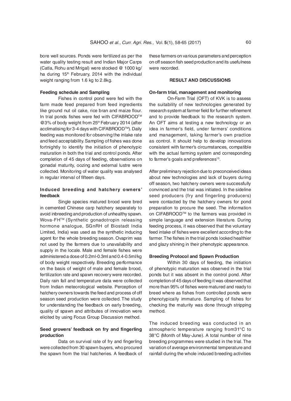 Early Breeding And Seed Production Of Indian Major Carps: Attributes Of The Innovation From An Adaptive Trial - Page 4