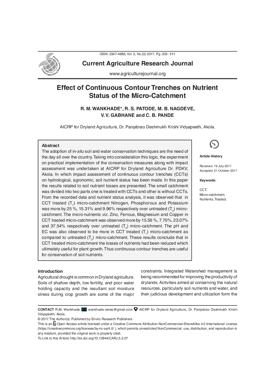 Effect Of Continuous Contour Trenches On Nutrient Status Of The Micro-Catchment - Page 2