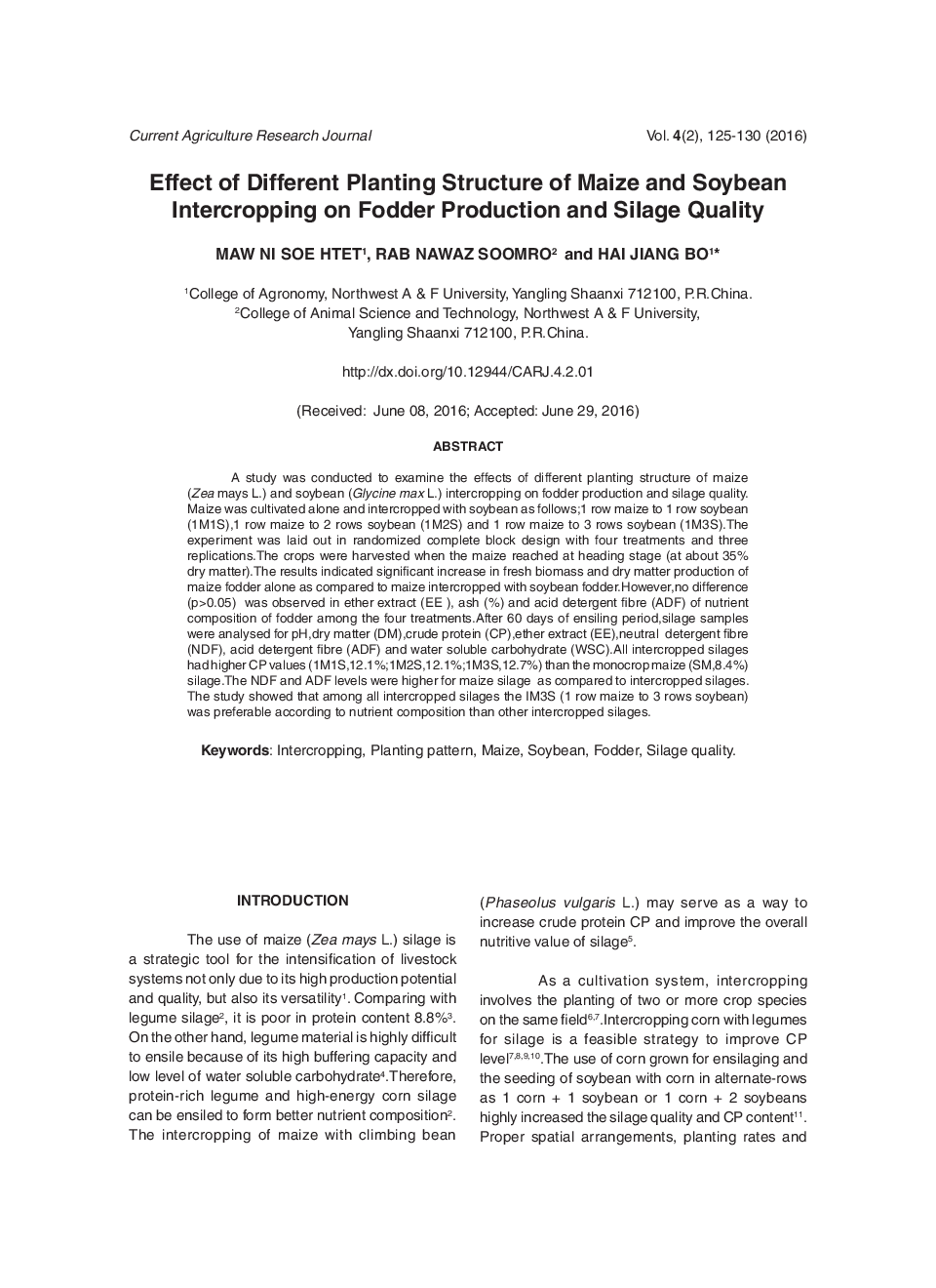Effect Of Different Planting Structure Of Maize And Soybean Intercropping On Fodder Production And Silage Quality - Page 2