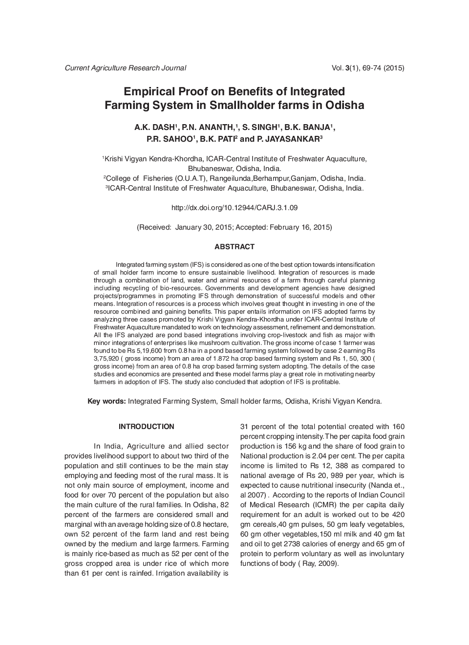 Empirical Proof On Benefits of Integrated Farming System In Smallholder Farms In Odisha - Page 2