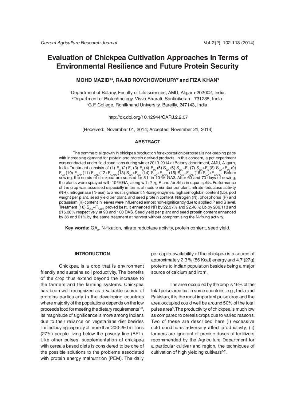 Evaluation Of Chickpea Cultivation Approaches In Terms Of Environmental Resilience And Future Protein Security - Page 2