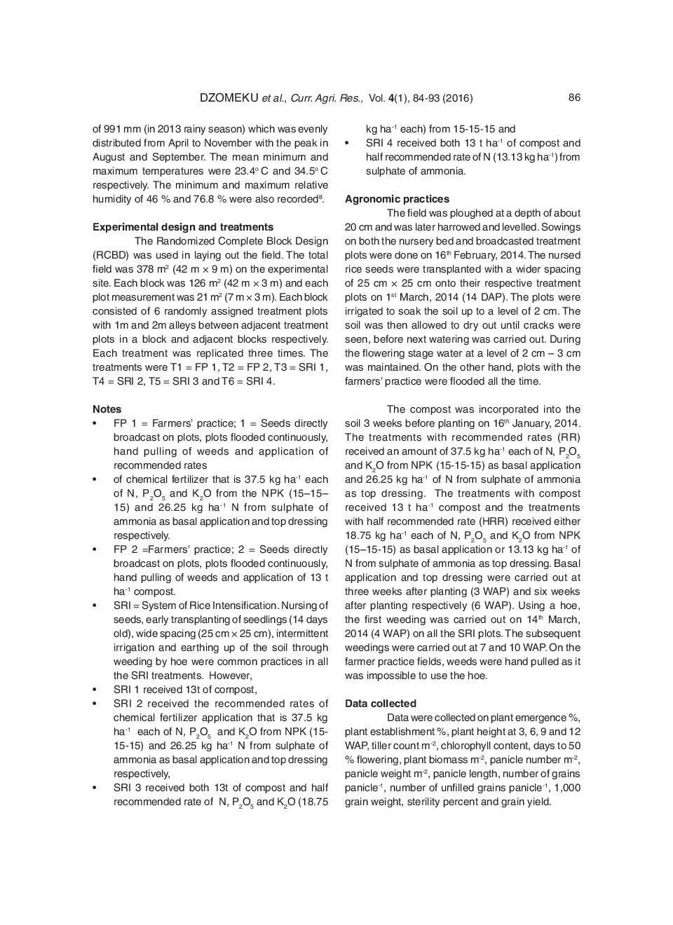 Evaluation Of System Of Rice Intensification (SRI) For Enhanced Rice (Oryza Sativa L.) Production In the Guinea Savannah Zone Of Ghana - Page 4
