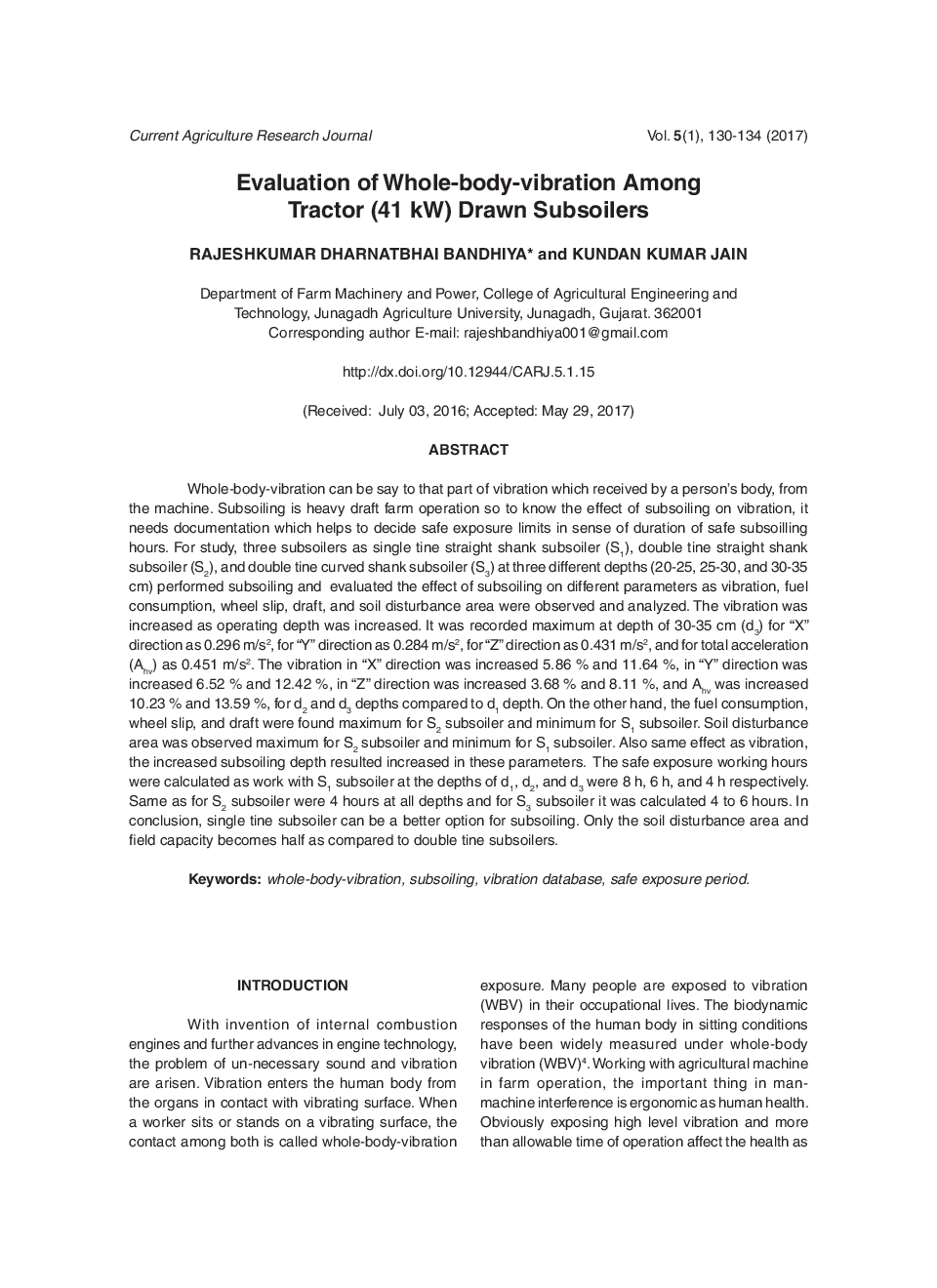 Evaluation Of Whole-Body-Vibration Among Tractor (41 KW) Drawn Subsoilers - Page 2