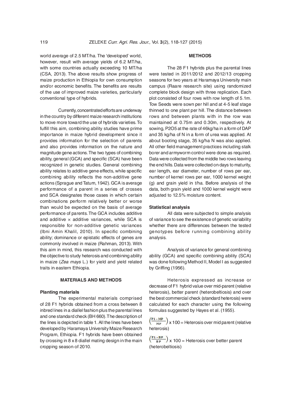 Heterosis And Combining Ability For Grain Yield And Yield Component Traits Of Maize In Eastern Ethiopia - Page 3