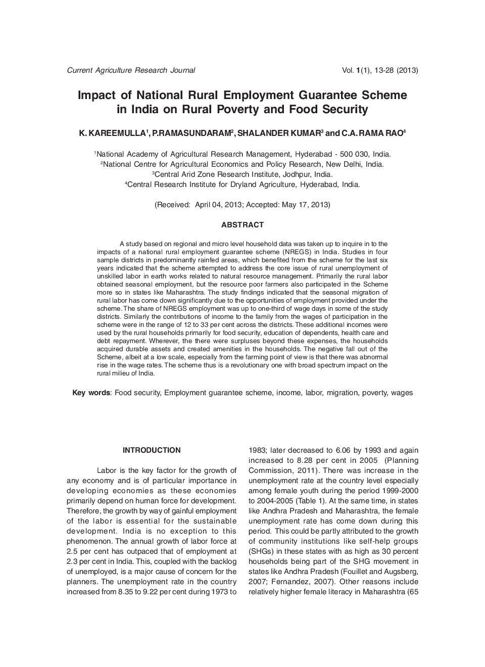 Impact of National Rural Employment Guarantee Scheme in India on Rural Poverty and Food Security - Page 2