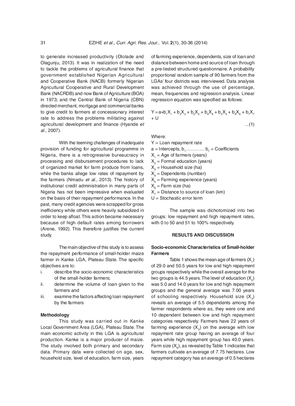 Loan Repayment Among Small-Holder Maize Farmers In Kanke Local Government Area Of Plateau State, Nigeria - Page 3