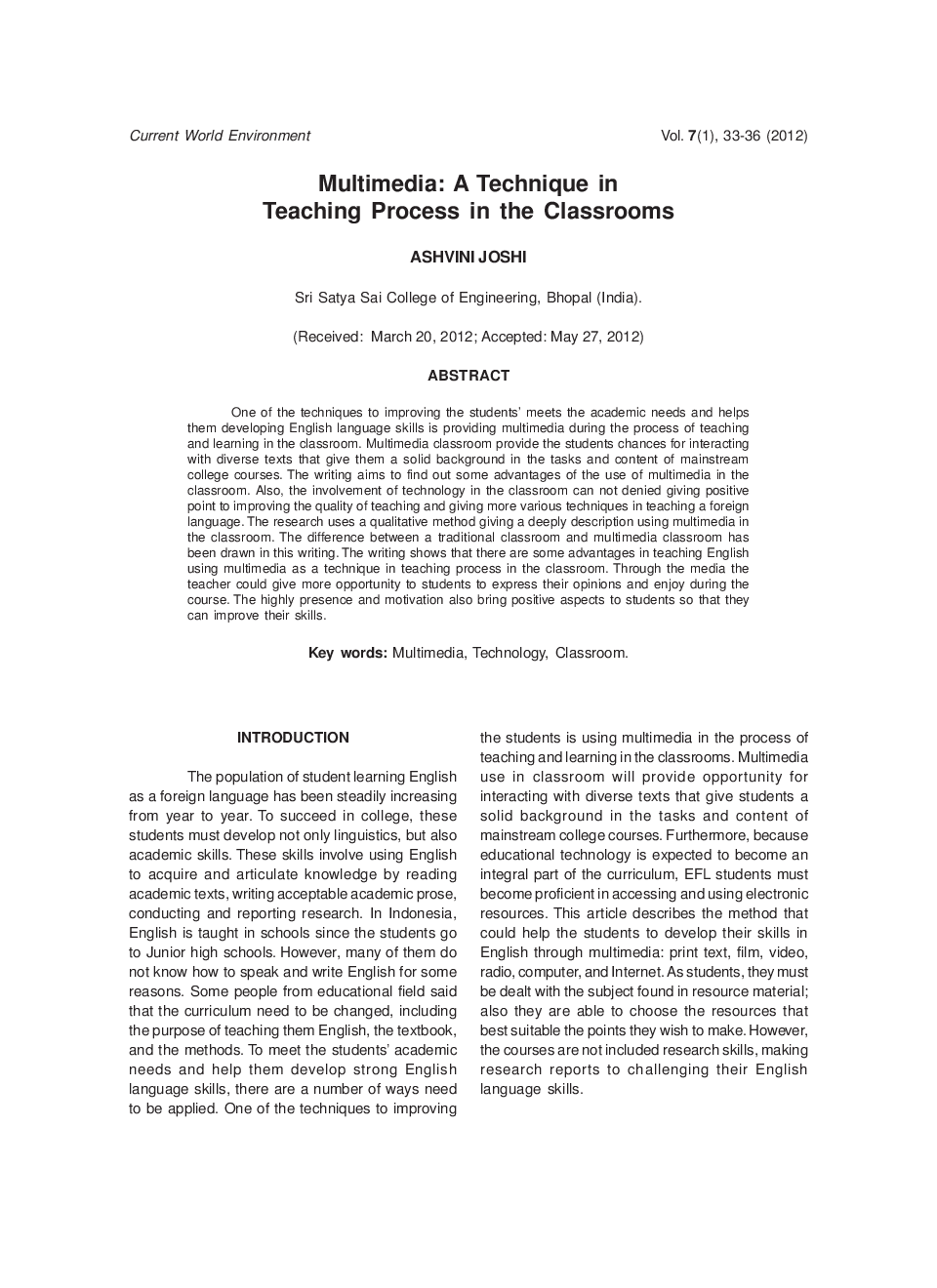 Multimedia: A Technique In Teaching Process In The Classrooms - Page 2
