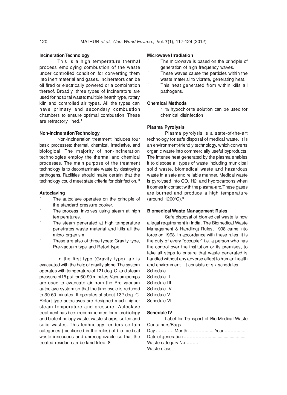 Need Of Biomedical Waste Management System In Hospitals - An Emerging Issue - A Review - Page 5