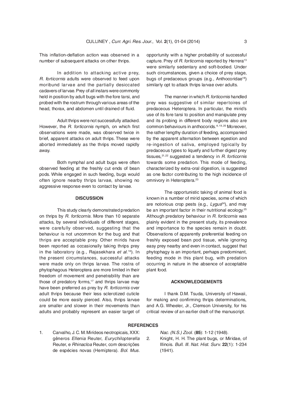 Notes On Predatory Behaviour In Rhinacloa Forticornis (Hemiptera: Miridae ) - Page 4