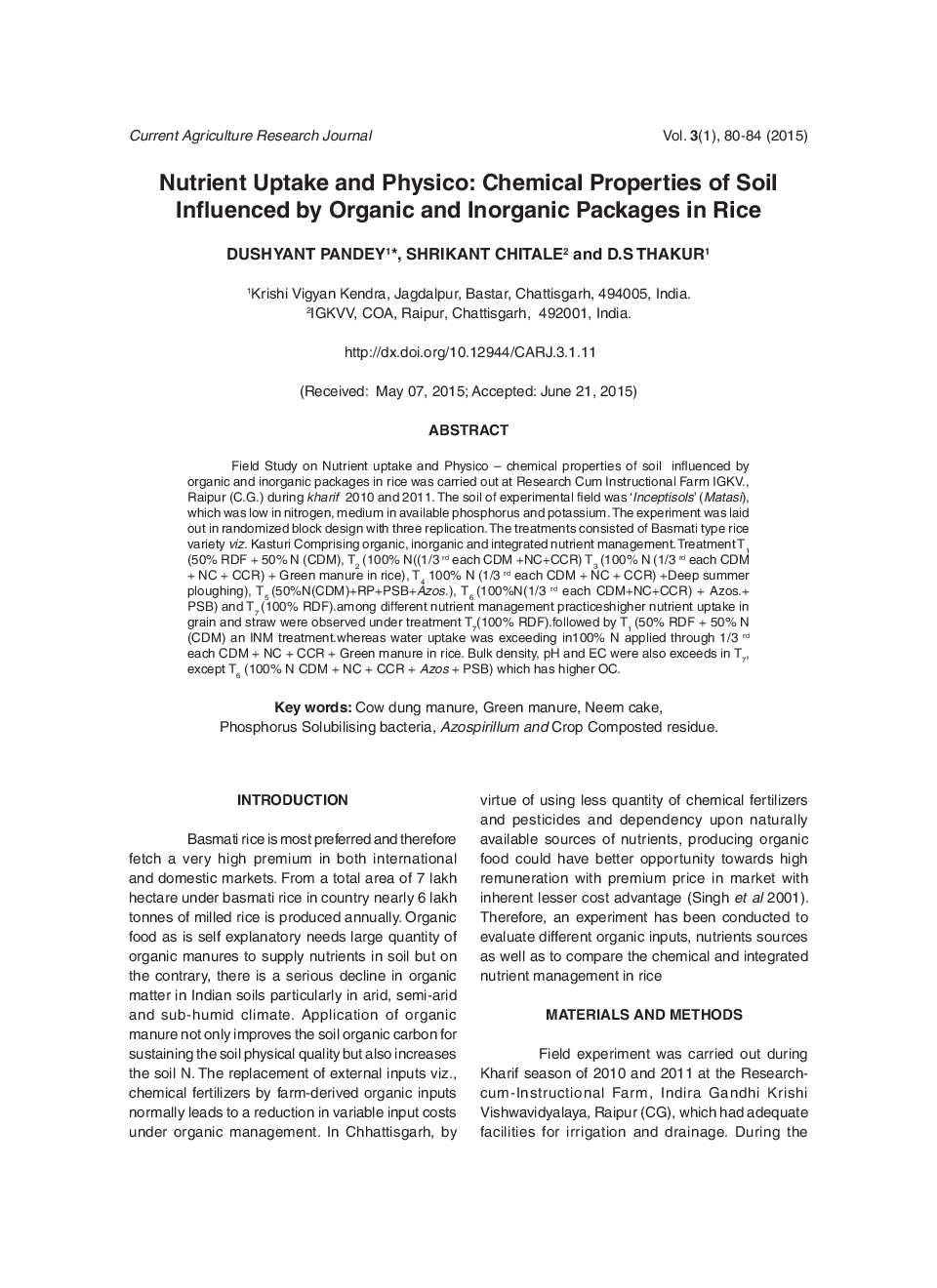 Nutrient Uptake And Physico: Chemical Properties Of Soil Influenced By Organic And Inorganic Packages In Rice - Page 2