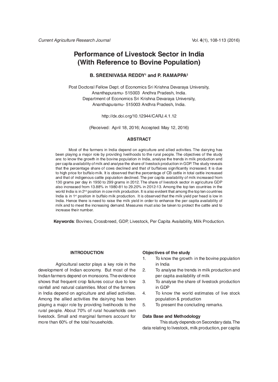 Performance Of Livestock Sector In India (With Reference To Bovine Population) - Page 2