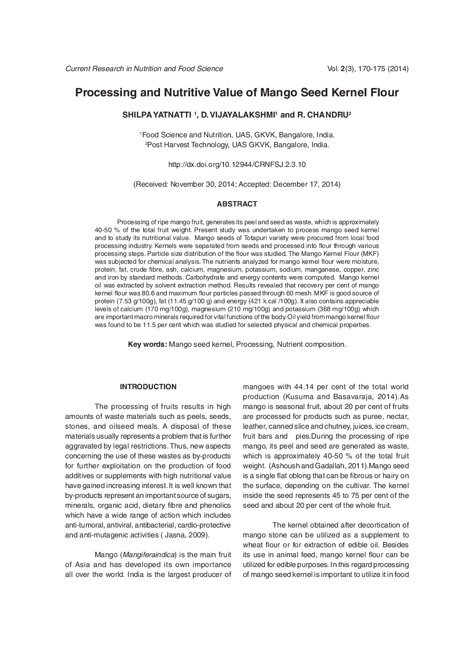 Processing And Nutritive Value Of Mango Seed Kernel Flour - Page 2