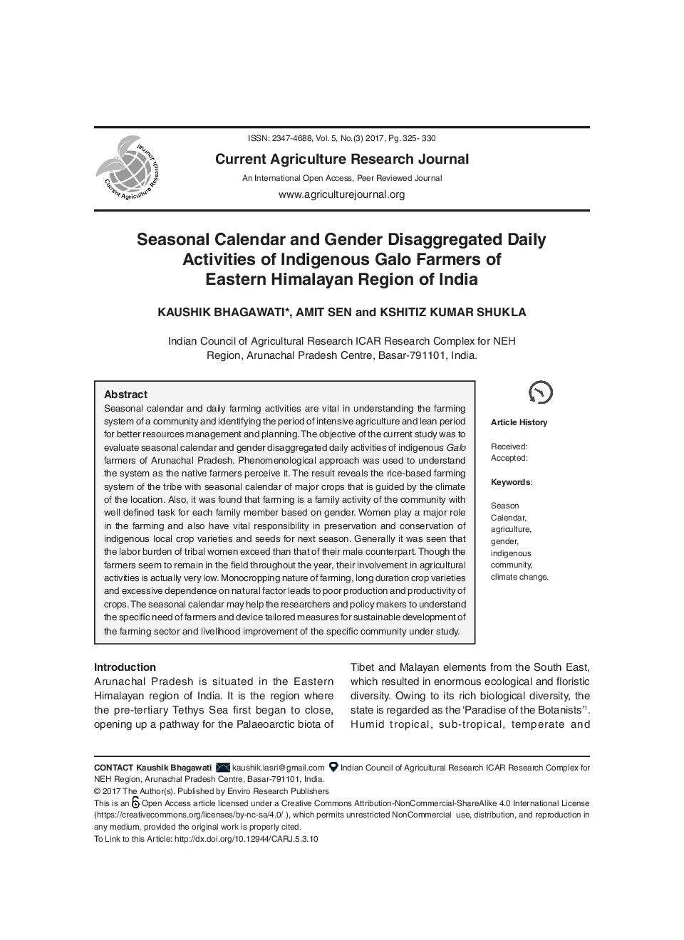 Seasonal Calendar And Gender Disaggregated Daily Activities Of Indigenous Galo Farmers Of Eastern Himalayan Region Of India - Page 2