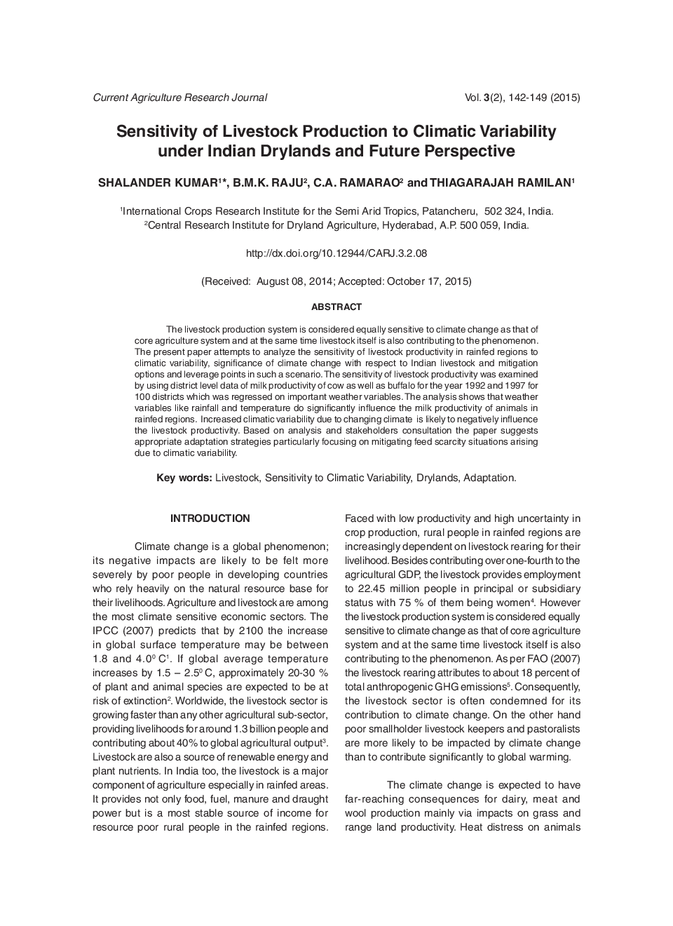 Sensitivity Of Livestock Production To Climatic Variability Under Indian Drylands And Future Perspective - Page 2