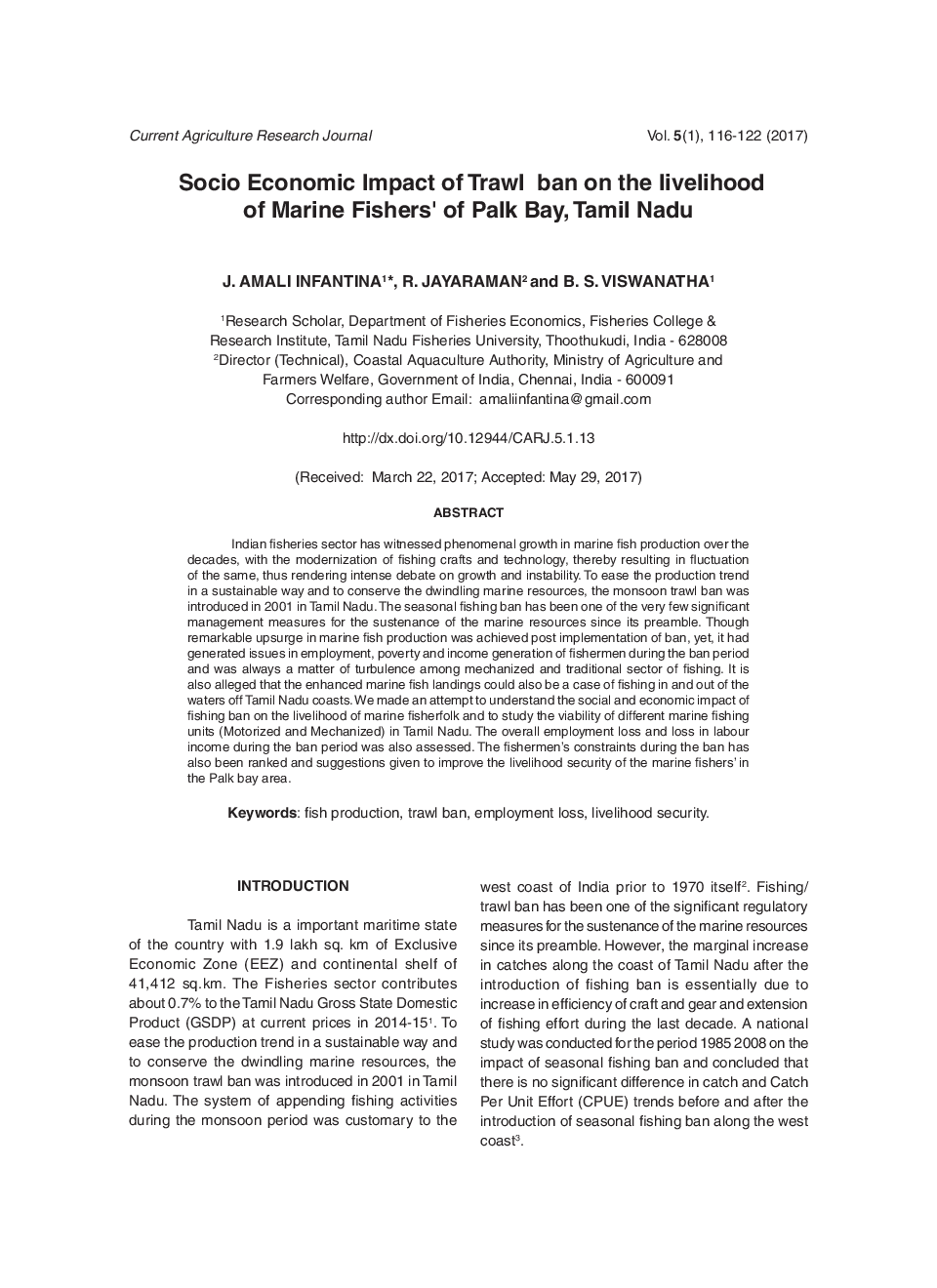 Socio Economic Impact Of Trawl Ban On The livelihood Of Marine Fishers Of Palk Bay, Tamil Nadu - Page 2