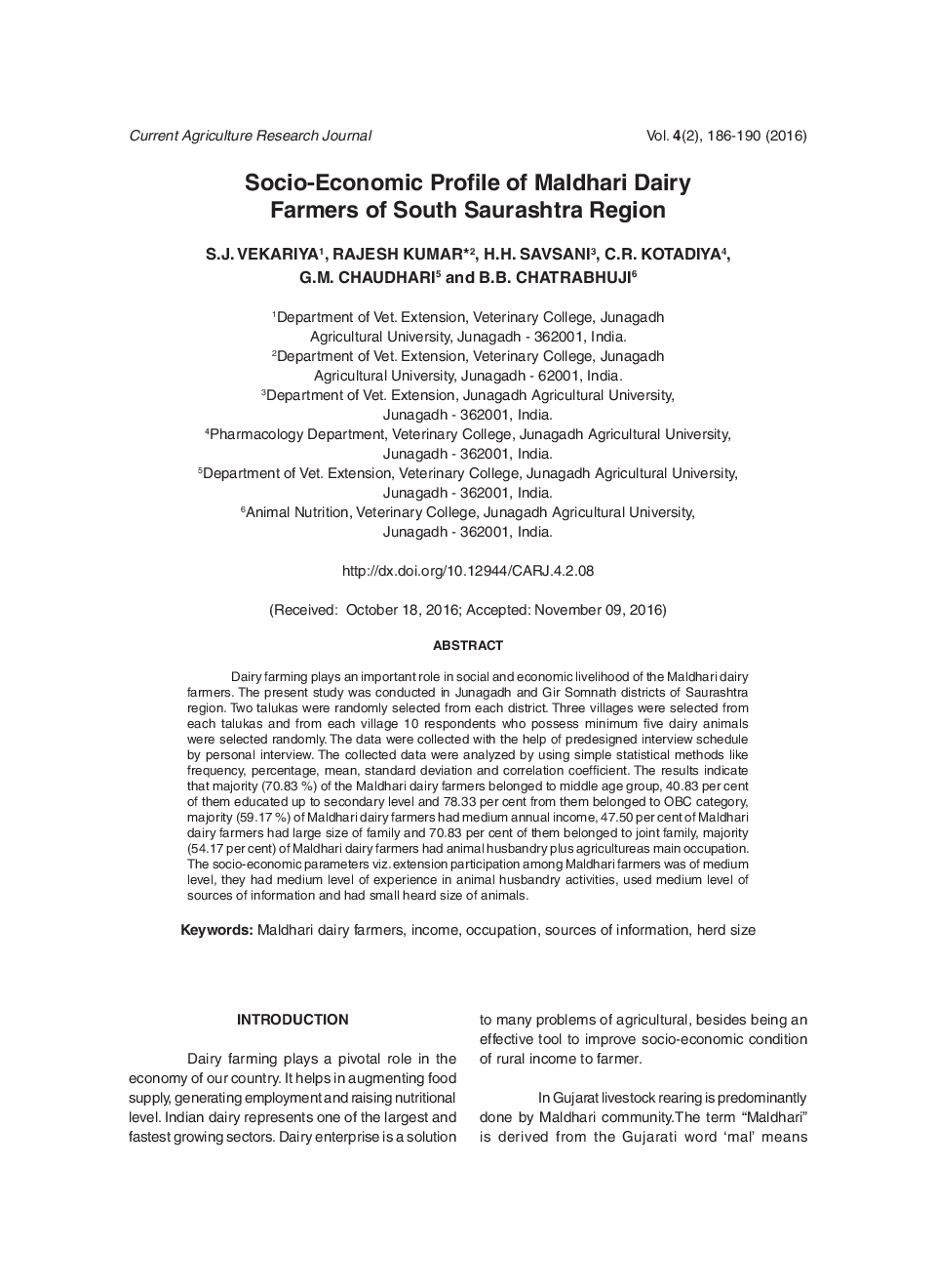 Socio-Economic Profile Of Maldhari Dairy Farmers Of South Saurashtra Region - Page 2