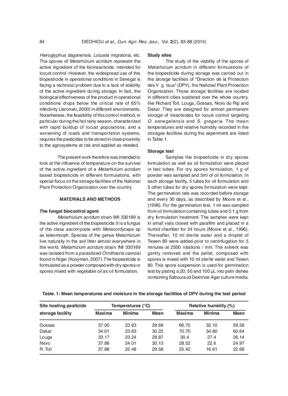 Stability Of Metarhizium Acridum Based Biopesticide In Operational Conditions In Senegal - Page 3