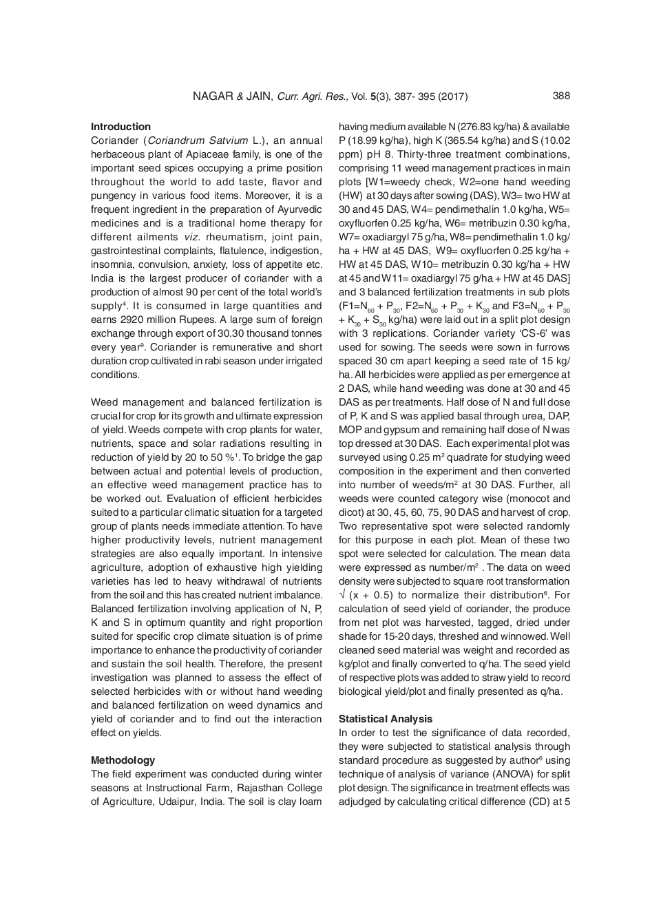 Studies On Weed Cover And Diversity In Coriander (Coriandrum Sativum L.) As Influenced By Weed Management And Balanced Fertilization Techniques - Page 3